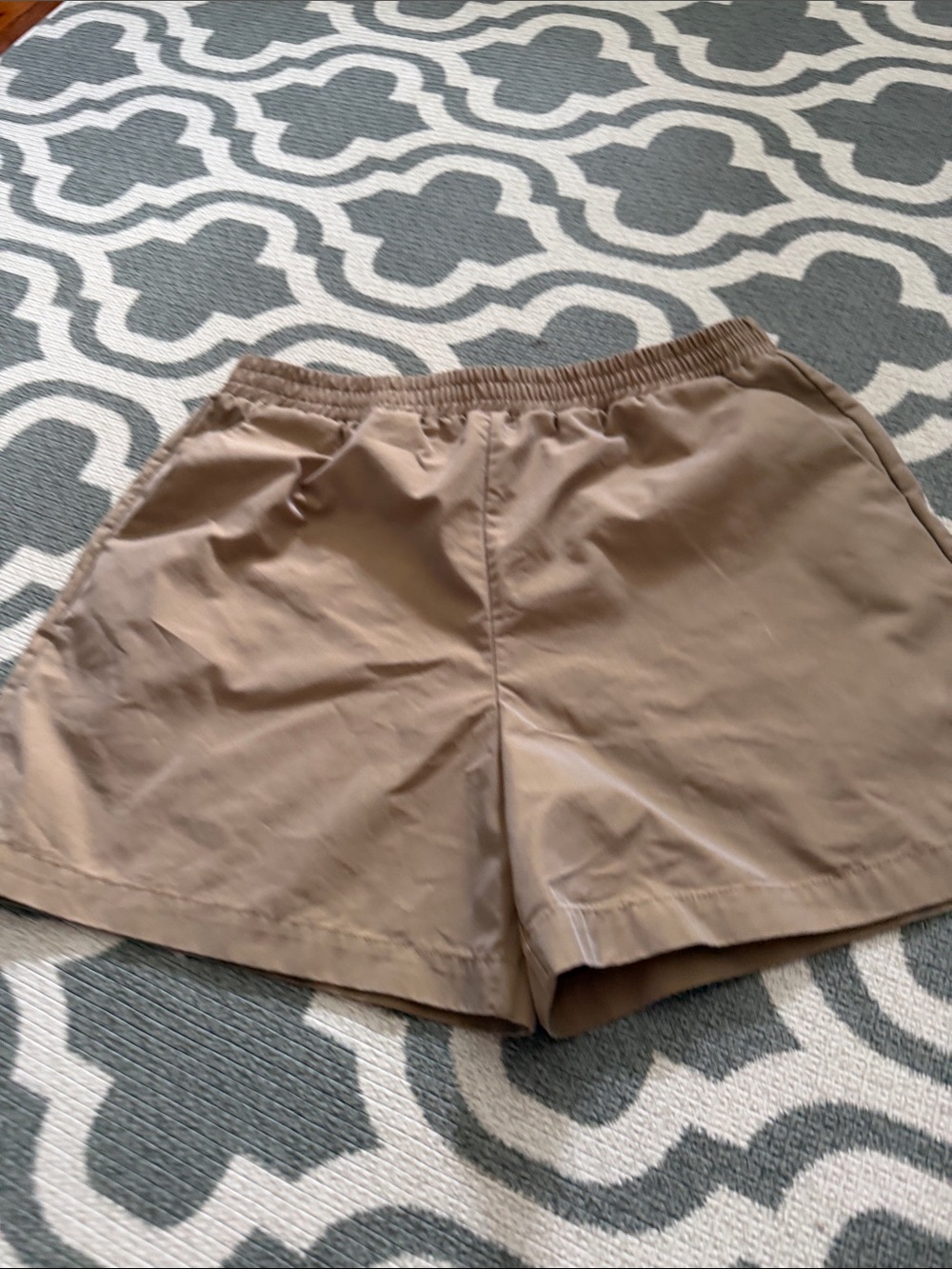 Kule womens pull on khaki elastic waist pockets shorts comfort elevated casual